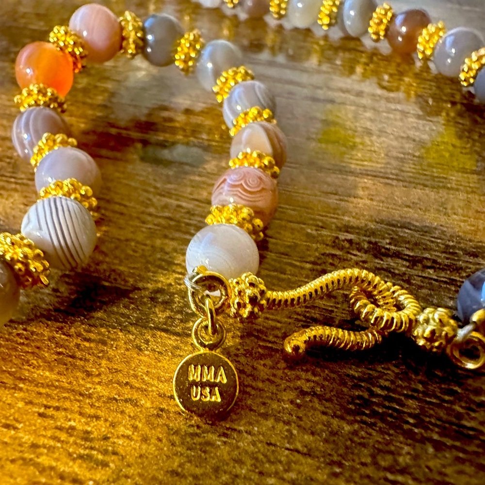 MMA natural gemstone beaded necklace